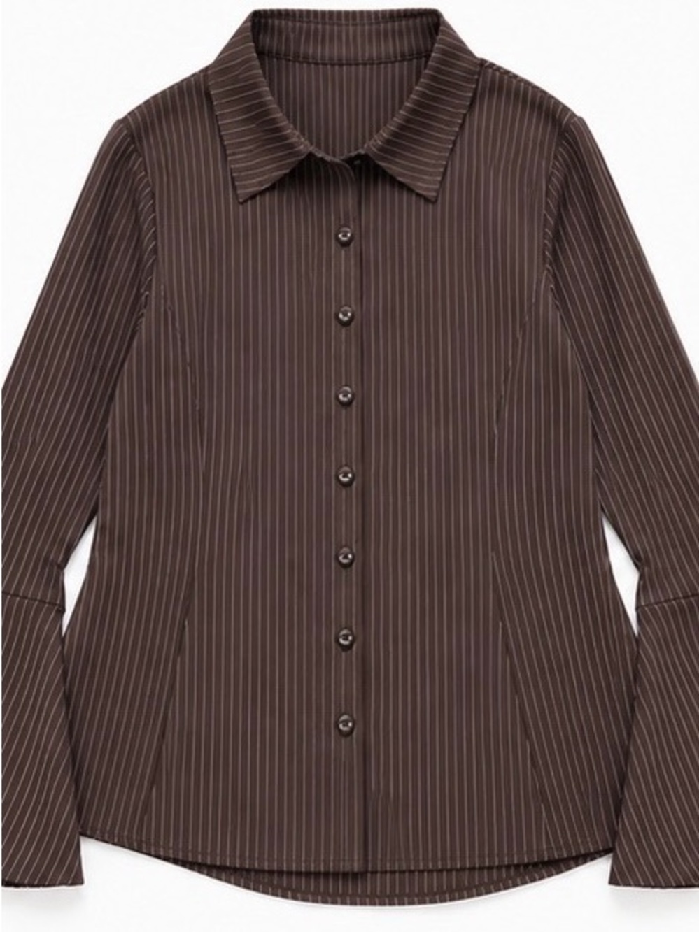 Y2k brown pinstripe blouse